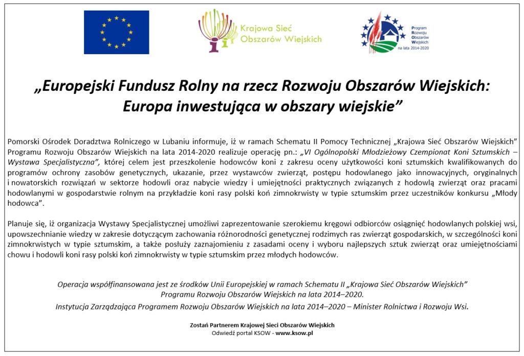 KSOW - VI Ogólnopolski Młodzieżowy Czempionat Koni Sztumskich