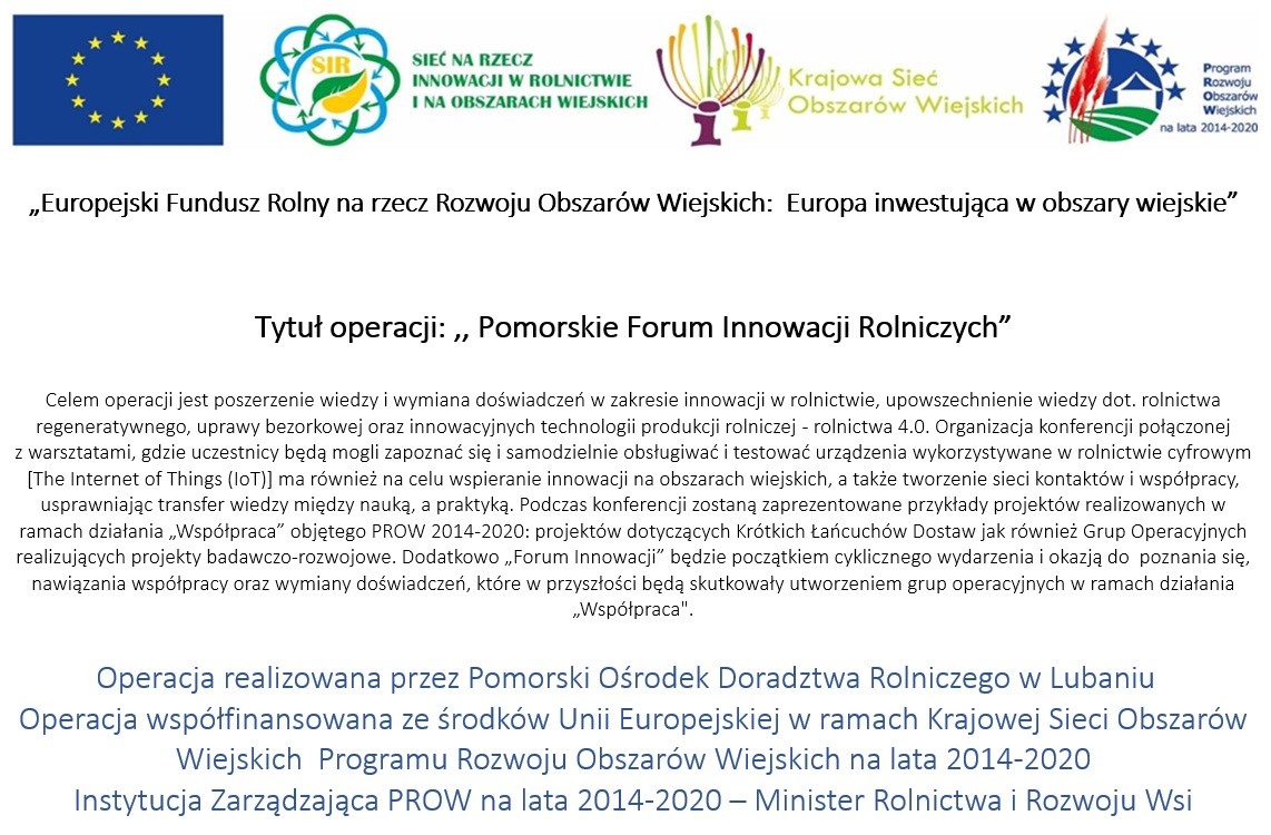 Pomorskie Forum Innowacji Rolniczych - projekt infobox