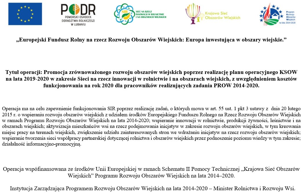 Promocja zrównoważonego rozwoju obszarów wiejskich poprzez realizację planu operacyjnego KSOW na lata 2019-2020 - informacja