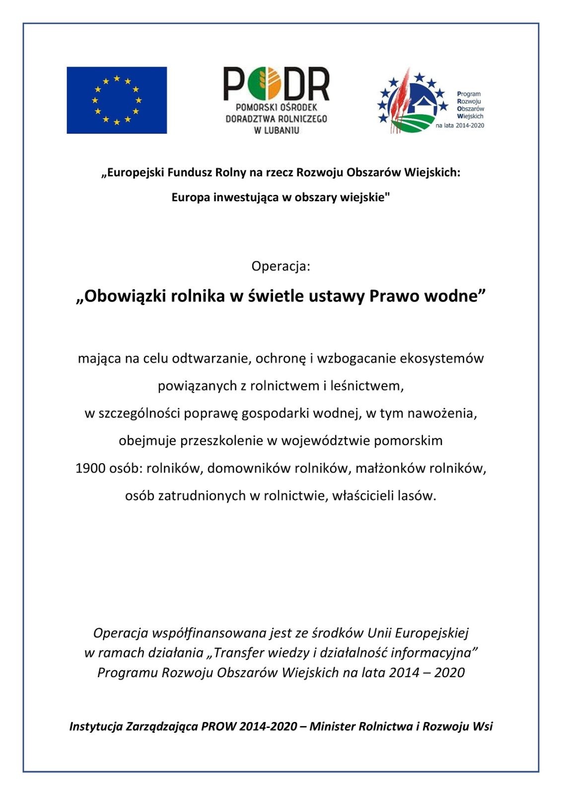 Plakat informacyjny na temat realizacji projektu