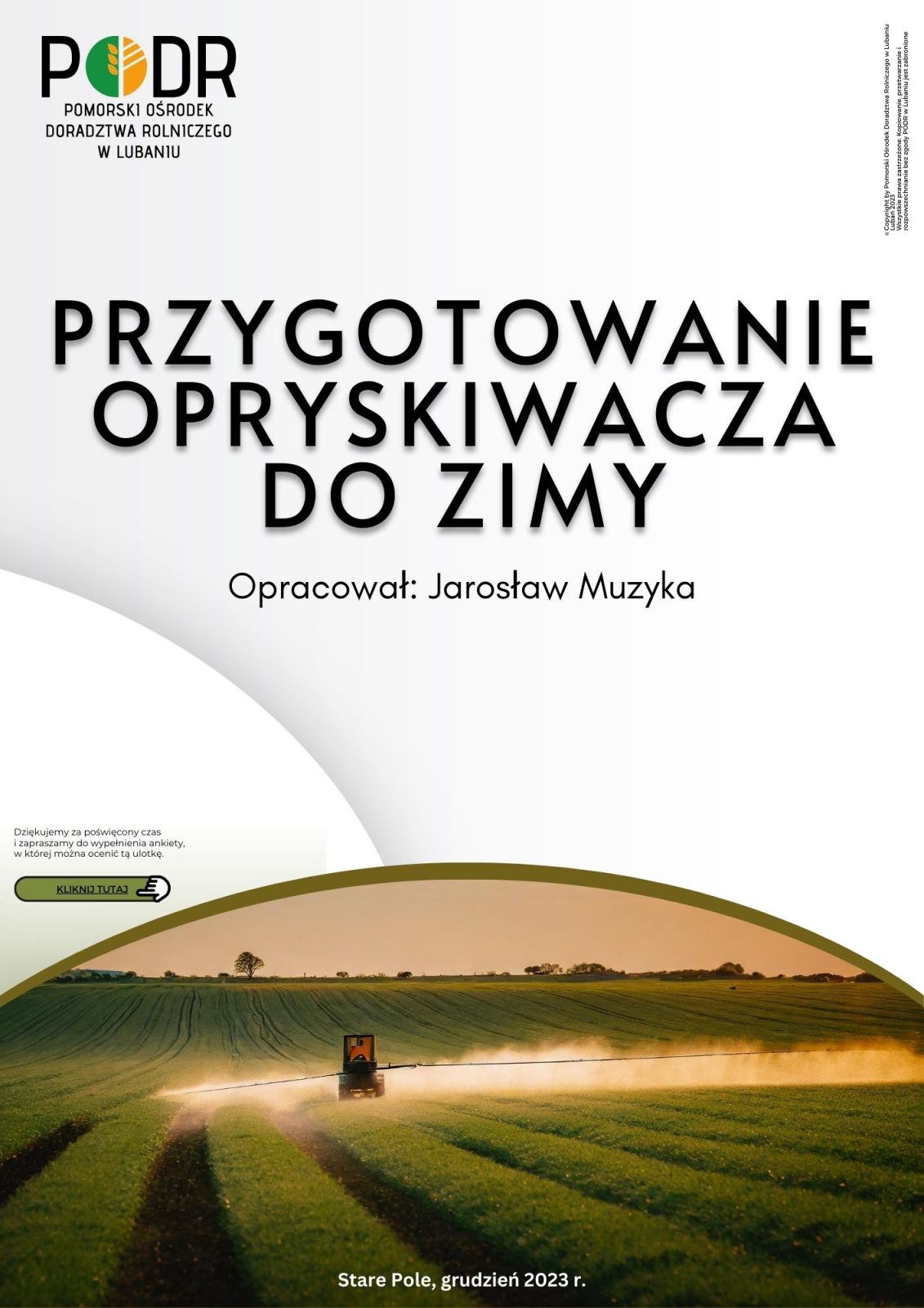 okładka ulotki "Przygotowanie opryskiwacza do zimy"